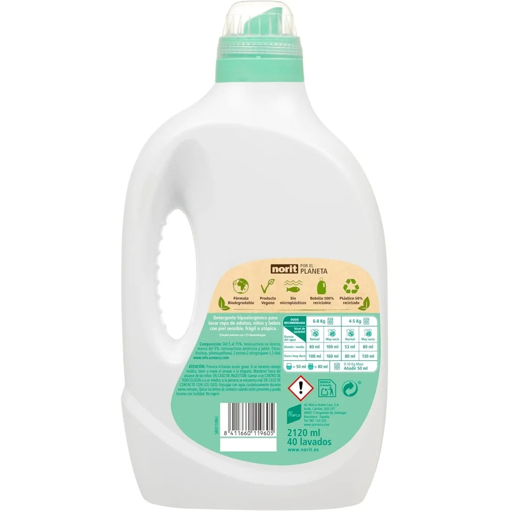 🤍 Norit Sensible – Detergente Líquido Hipoalergénico Sin Perfume | Piel Sensible y Atópica | Pack 3 Unidades