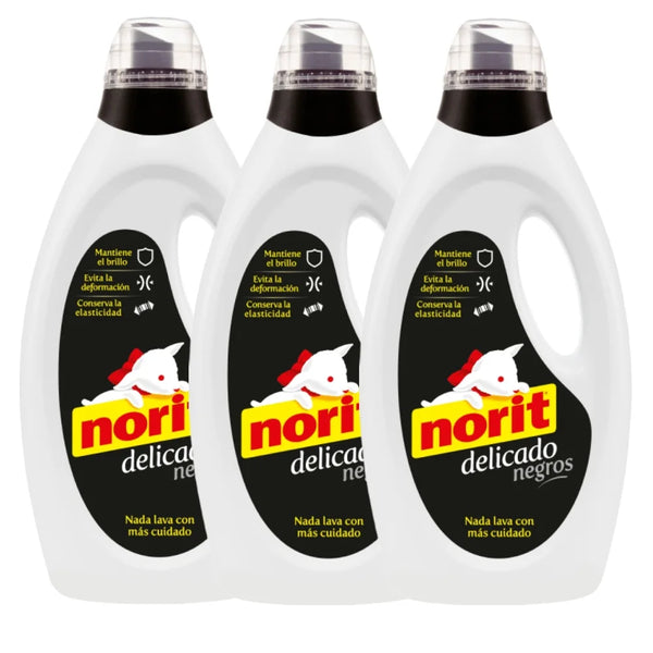 🖤 Norit Delicado Negro – Detergente Líquido para Ropa Oscura | Mantiene el Negro Intenso | Pack 3 Unidades
