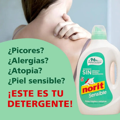🤍 Norit Sensible – Detergente Líquido Hipoalergénico Sin Perfume | Piel Sensible y Atópica | Pack 3 Unidades