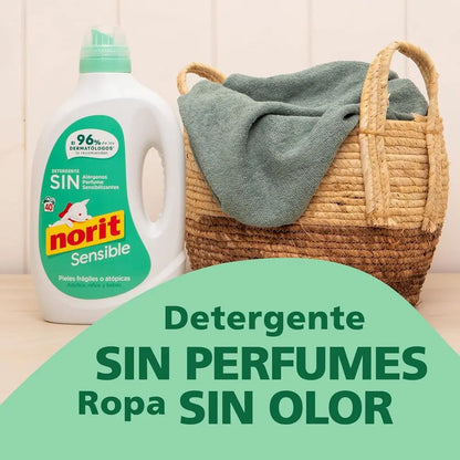 🤍 Norit Sensible – Detergente Líquido Hipoalergénico Sin Perfume | Piel Sensible y Atópica | Pack 3 Unidades