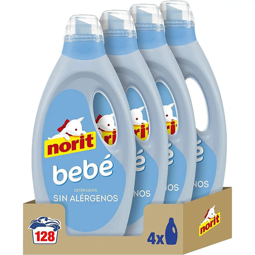 🍼 Norit Baby – Detergente Líquido para Ropa de Bebé | Piel Sensible y Atópica | Pack 4 x 1125 ml
